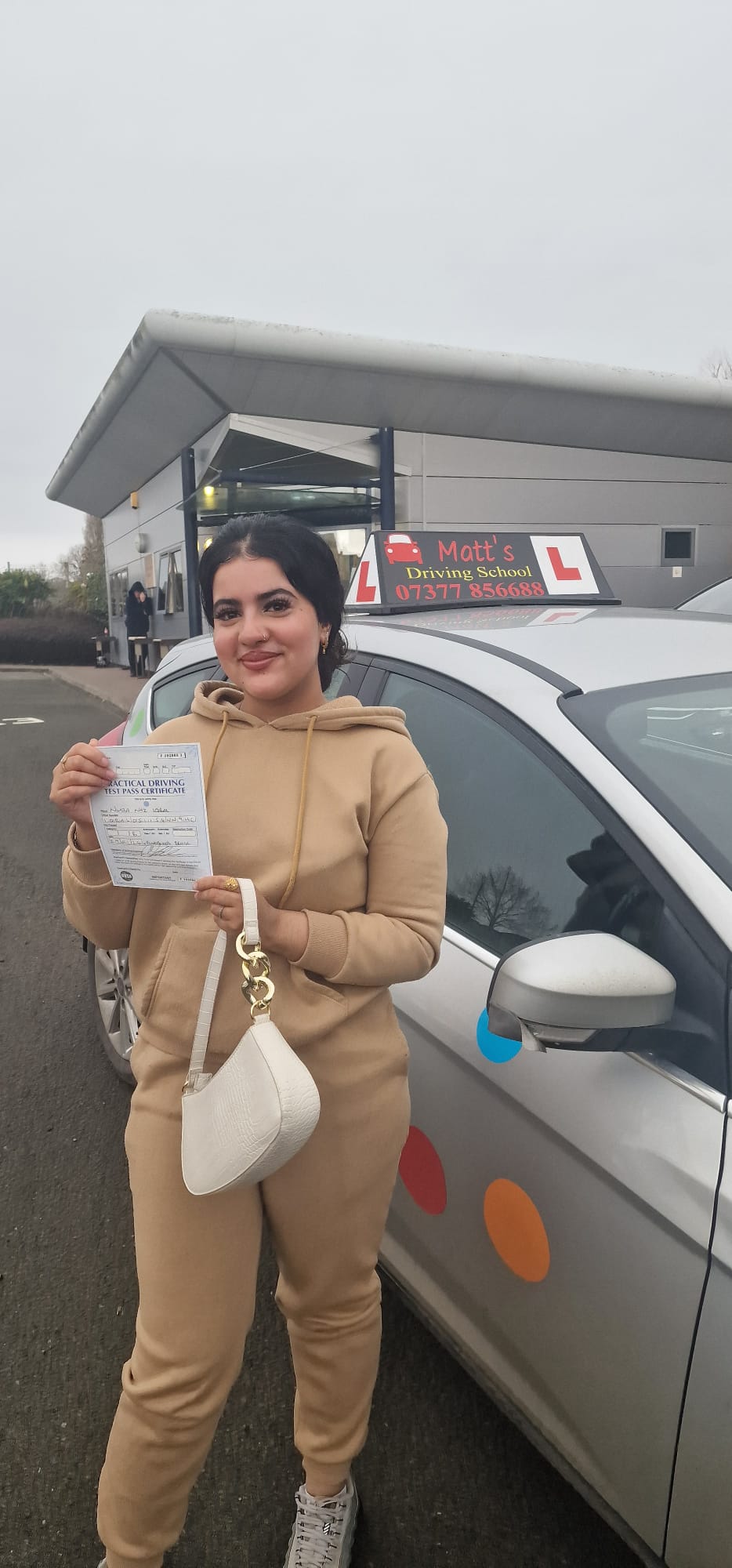 Student passing driving test in Saltford